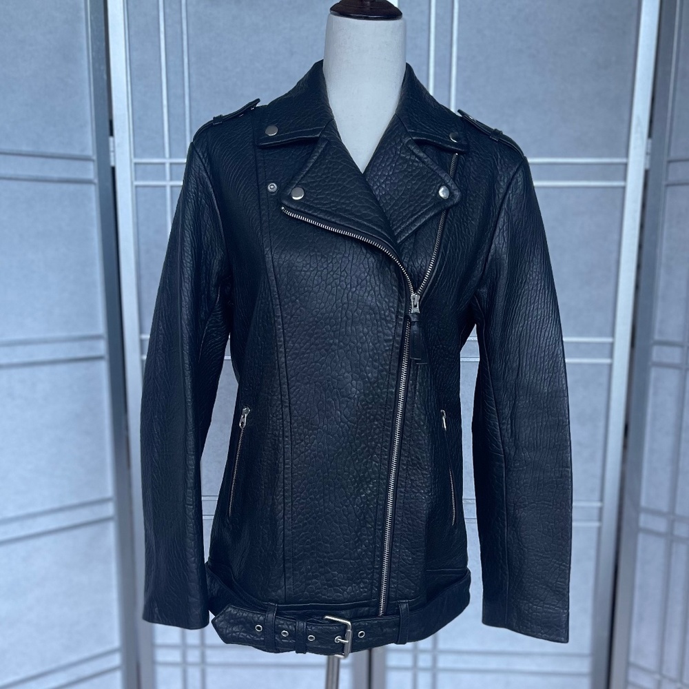 Mackage Black Leather Biker Jacket sz M